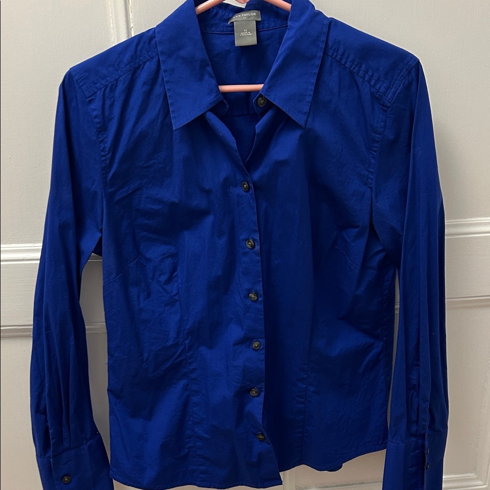 Ann Taylor Royal Blue Button Down Shirt